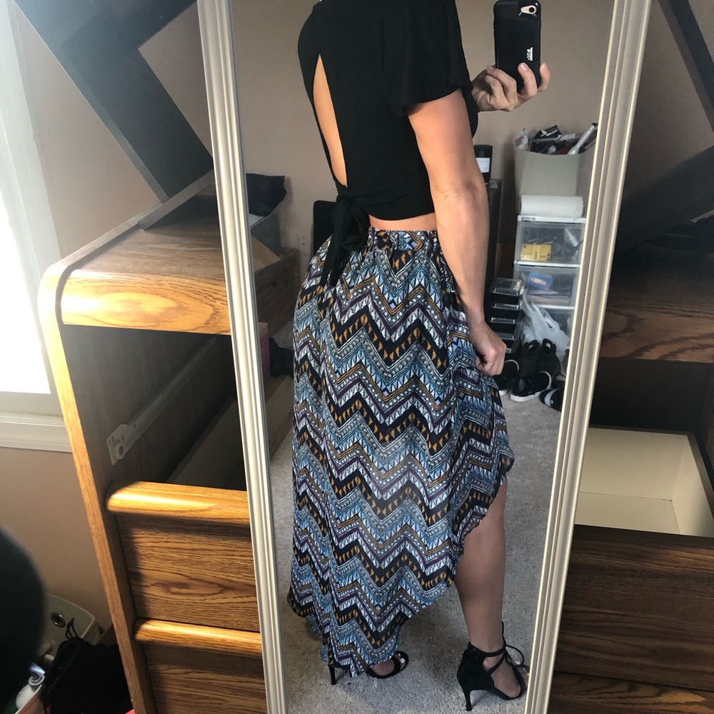 Aztec high low skirt